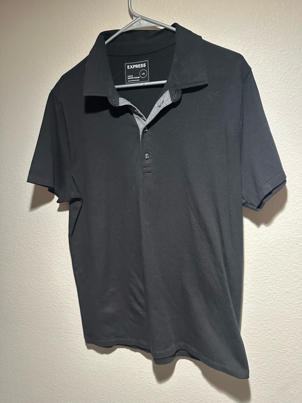 Express Black Men’s Polo with Contrast Placket